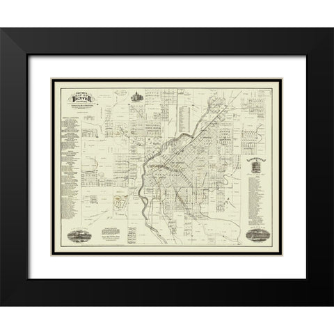 Denver Colorado Landowner - Thayer 1879 Black Modern Wood Framed Art Print with Double Matting by Thayer