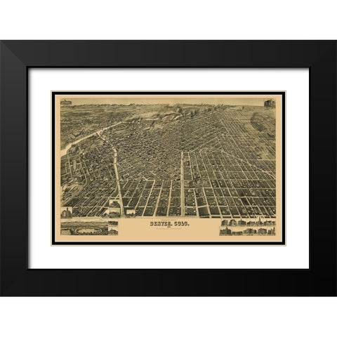 Denver Colorado - Wellge 1889 Black Modern Wood Framed Art Print with Double Matting by Wellge