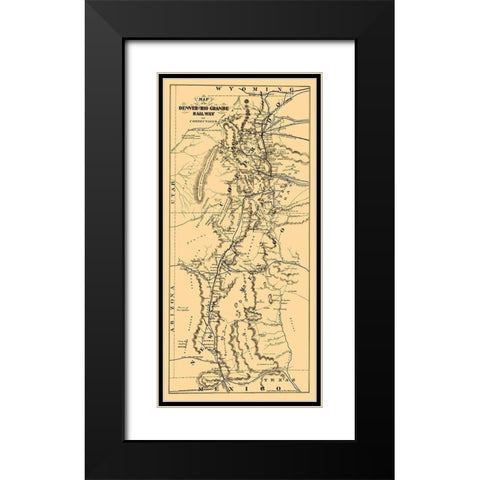 Denver and Rio Grande Railway - Mota 1873 Black Modern Wood Framed Art Print with Double Matting by Mota