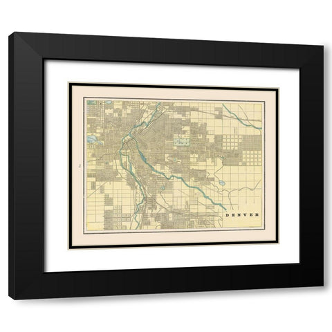 Denver  Colorado - Cram 1892 Black Modern Wood Framed Art Print with Double Matting by Cram