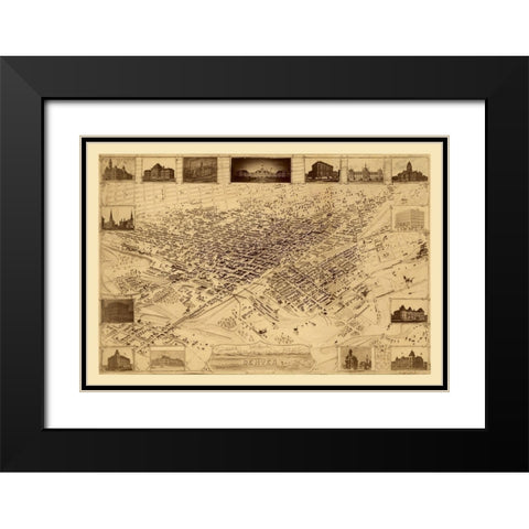 Denver Colorado - Flett 1881  Black Modern Wood Framed Art Print with Double Matting by Flett