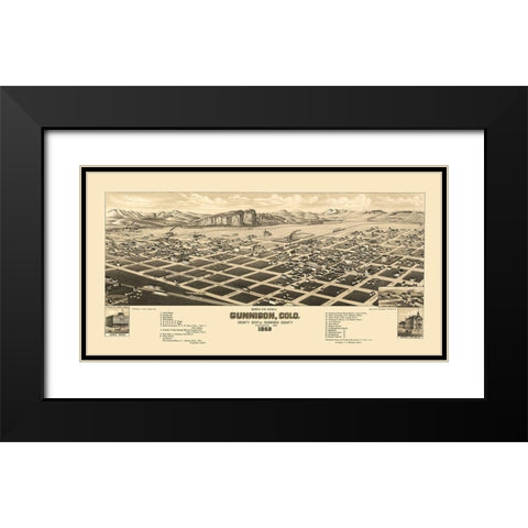 Gunnison Colorado - Stoner 1882 Black Modern Wood Framed Art Print with Double Matting by Stoner