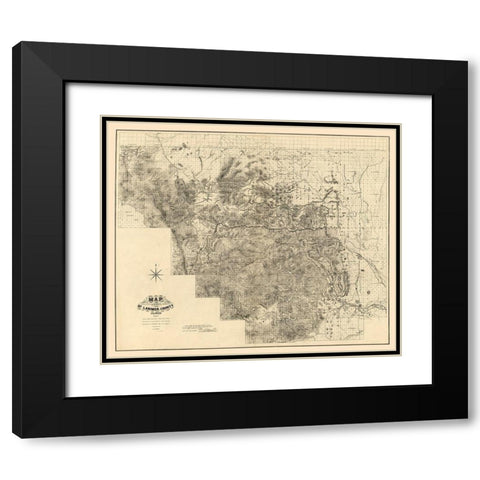 Larimer County Colorado - Handy 1883  Black Modern Wood Framed Art Print with Double Matting by Handy