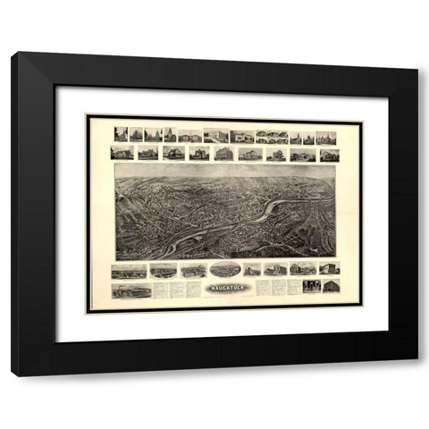 Naugatuck Connecticut - Bailey 1906  Black Modern Wood Framed Art Print with Double Matting by Bailey