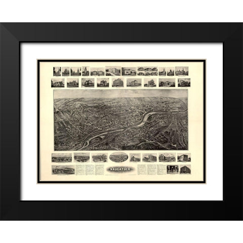 Naugatuck Connecticut - Bailey 1906  Black Modern Wood Framed Art Print with Double Matting by Bailey