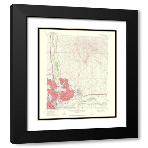 North East Pueblo Colorado Quad - USGS 1963 Black Modern Wood Framed Art Print with Double Matting by USGS