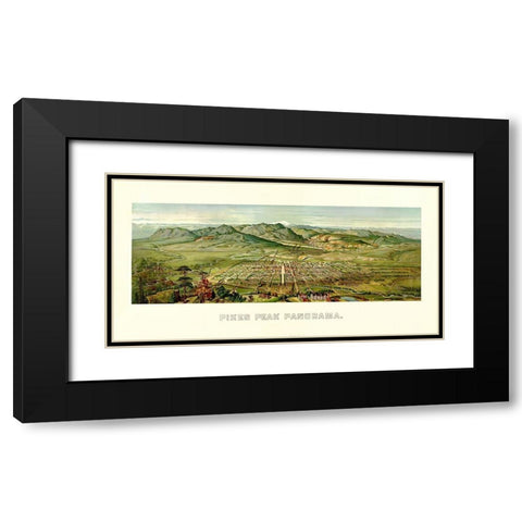Pikes Peak From Colorado Springs Colorado - 1890 Black Modern Wood Framed Art Print with Double Matting by Unknown