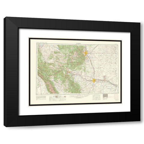 Pueblo Colorado Quad - USGS 1966 Black Modern Wood Framed Art Print with Double Matting by USGS