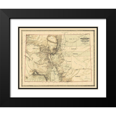 Colorado Territory, Gold Region - Monk  1862 Black Modern Wood Framed Art Print with Double Matting by Monk