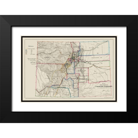 Colorado - USGLO 1866 Black Modern Wood Framed Art Print with Double Matting by USGLO