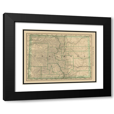 Colorado - Rand McNally 1879 Black Modern Wood Framed Art Print with Double Matting by Rand McNally
