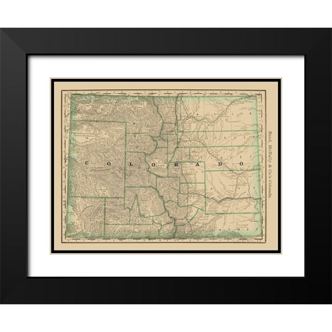 Colorado - Rand McNally 1879 Black Modern Wood Framed Art Print with Double Matting by Rand McNally