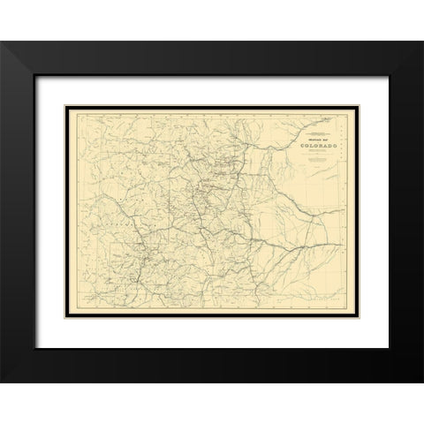 Colorado Drainage - Hayden 1881 Black Modern Wood Framed Art Print with Double Matting by Hayden