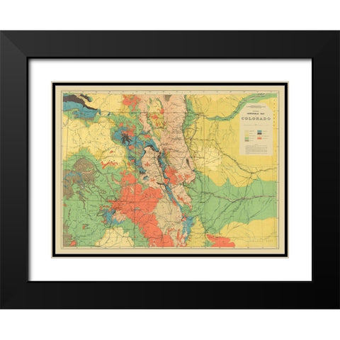 Colorado Colorado Geological - USGS 1881 Black Modern Wood Framed Art Print with Double Matting by USGS