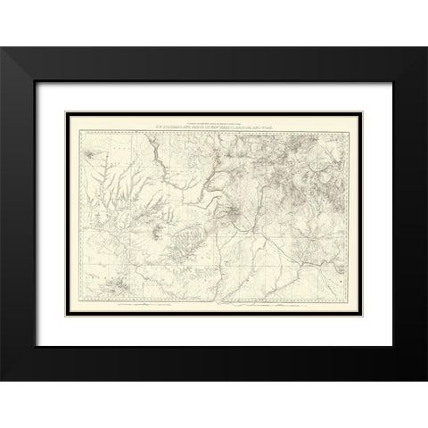 Southwest Colorado New Mexico - USGS 1881 Black Modern Wood Framed Art Print with Double Matting by USGS