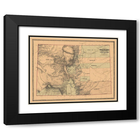 Colorado with the Central Gold Region - Monk 1862 Black Modern Wood Framed Art Print with Double Matting by Monk