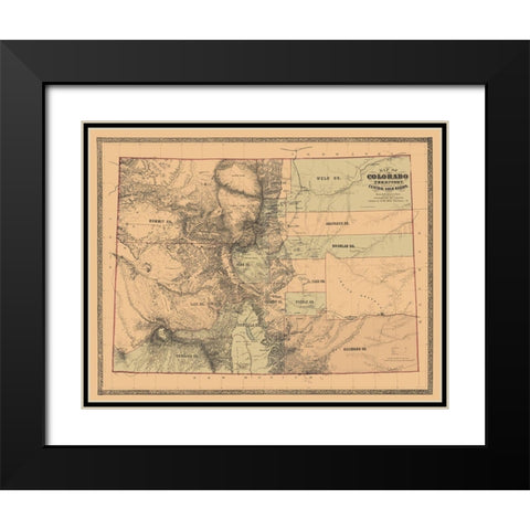 Colorado with the Central Gold Region - Monk 1862 Black Modern Wood Framed Art Print with Double Matting by Monk