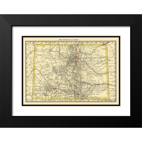 Colorado - Rand McNally 1879 Black Modern Wood Framed Art Print with Double Matting by Rand McNally
