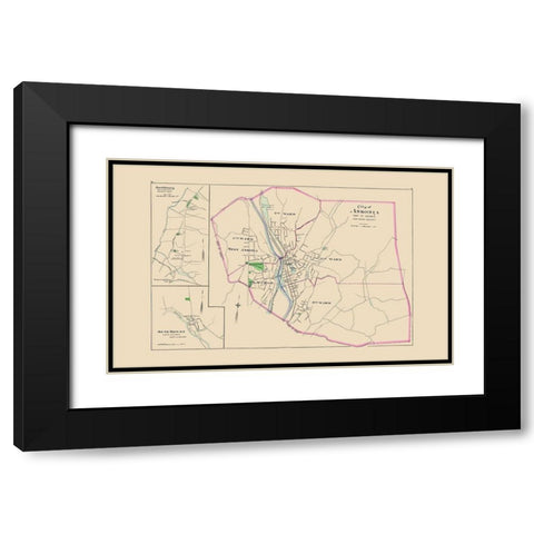 Ansonia Connecticut - Hurd 1893 Black Modern Wood Framed Art Print with Double Matting by Hurd