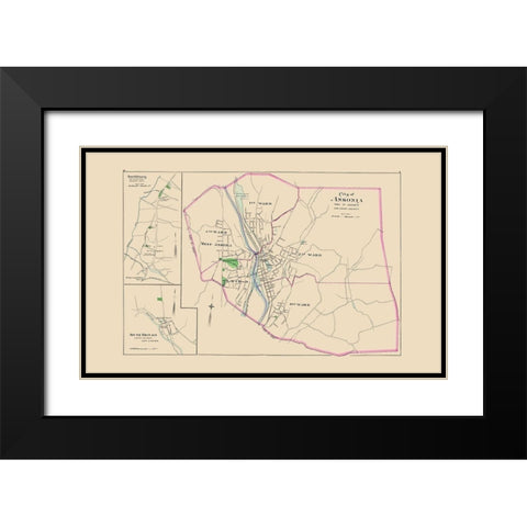 Ansonia Connecticut - Hurd 1893 Black Modern Wood Framed Art Print with Double Matting by Hurd