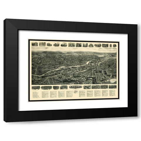 Ansonia Connecticut - Bailey 1921  Black Modern Wood Framed Art Print with Double Matting by Bailey