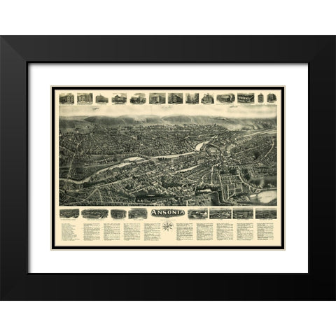 Ansonia Connecticut - Bailey 1921  Black Modern Wood Framed Art Print with Double Matting by Bailey