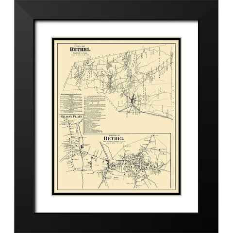 Bethel Connecticut Landowner - 1874 Black Modern Wood Framed Art Print with Double Matting by Peterson Collection
