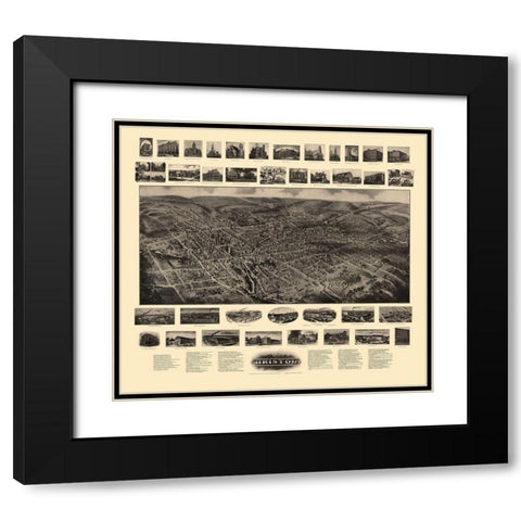 Bristol Connecticut - Bailey 1907 Black Modern Wood Framed Art Print with Double Matting by Bailey