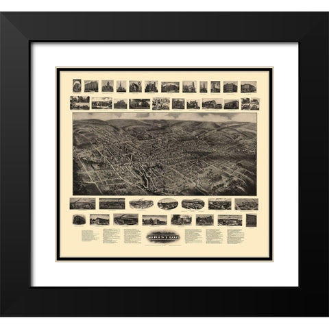 Bristol Connecticut - Bailey 1907 Black Modern Wood Framed Art Print with Double Matting by Bailey
