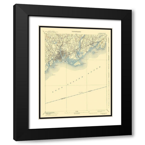 Bridgeport Connecticut Quad - USGS 1893 Black Modern Wood Framed Art Print with Double Matting by USGS