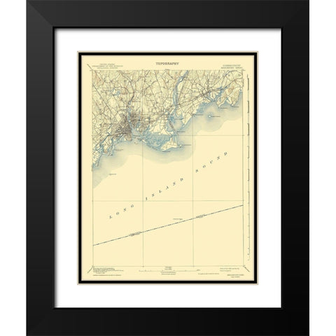 Bridgeport Connecticut Quad - USGS 1893 Black Modern Wood Framed Art Print with Double Matting by USGS