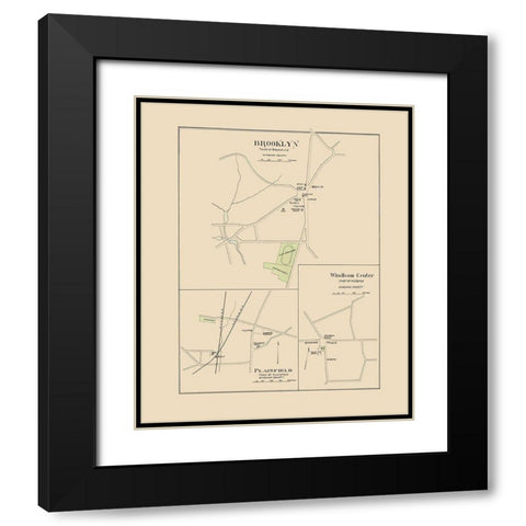 Brooklyn Connecticut - Hurd 1893 Black Modern Wood Framed Art Print with Double Matting by Hurd