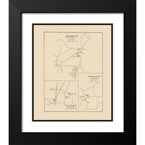 Brooklyn Connecticut - Hurd 1893 Black Modern Wood Framed Art Print with Double Matting by Hurd