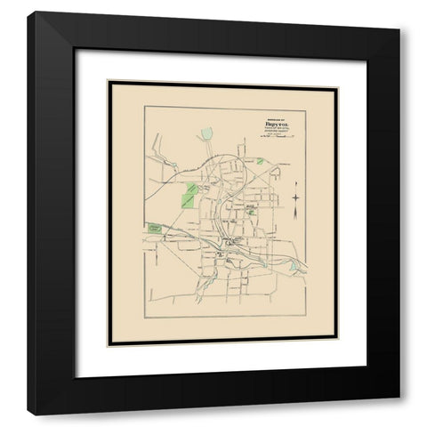 Bristol Connecticut - Hurd 1893 Black Modern Wood Framed Art Print with Double Matting by Hurd