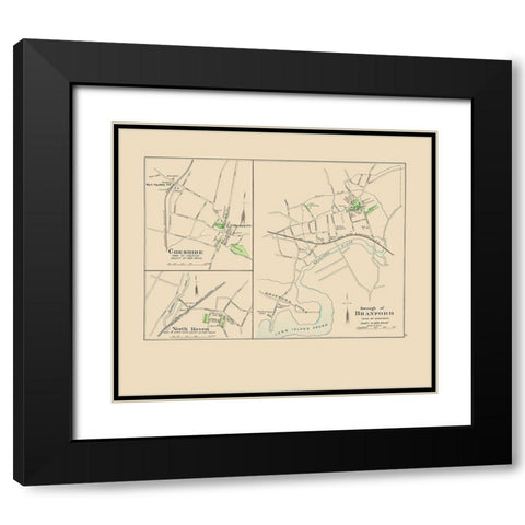 Branford Connecticut - Hurd 1893 Black Modern Wood Framed Art Print with Double Matting by Hurd
