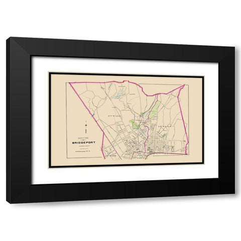 Bridgeport Connecticut North Part - Hurd 1893 Black Modern Wood Framed Art Print with Double Matting by Hurd