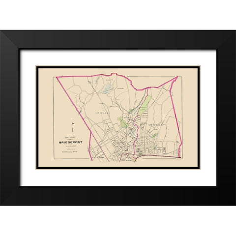 Bridgeport Connecticut North Part - Hurd 1893 Black Modern Wood Framed Art Print with Double Matting by Hurd