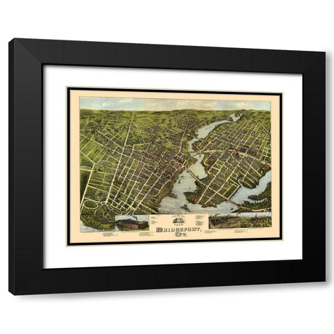 Bridgeport Connecticut - Bailey 1875  Black Modern Wood Framed Art Print with Double Matting by Bailey