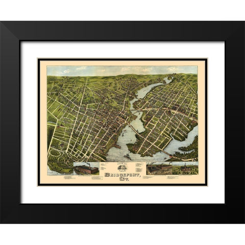 Bridgeport Connecticut - Bailey 1875  Black Modern Wood Framed Art Print with Double Matting by Bailey