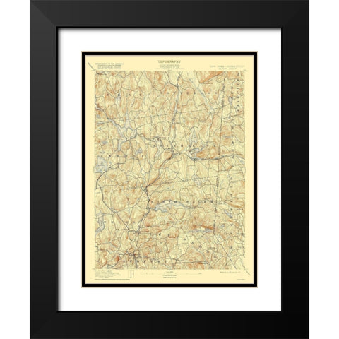 Carmel Connecticut Quad - USGS 1894 Black Modern Wood Framed Art Print with Double Matting by USGS