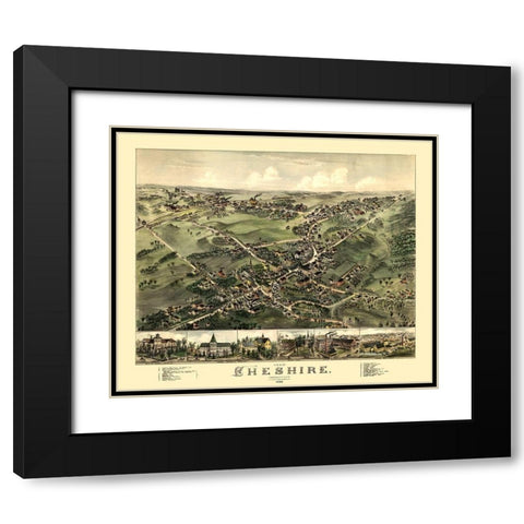 Cheshire Connecticut - Bailey 1882  Black Modern Wood Framed Art Print with Double Matting by Bailey