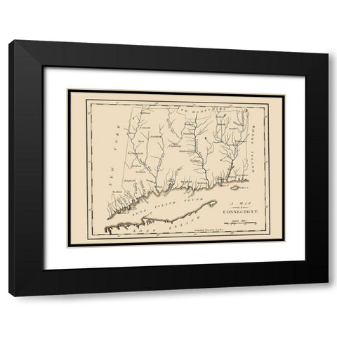 Connecticut - 1794 Black Modern Wood Framed Art Print with Double Matting by Unknown