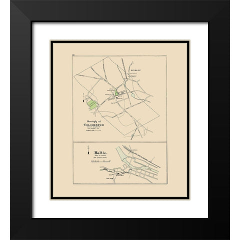 Colchester, Baltic Connecticut - Hurd 1893 Black Modern Wood Framed Art Print with Double Matting by Hurd
