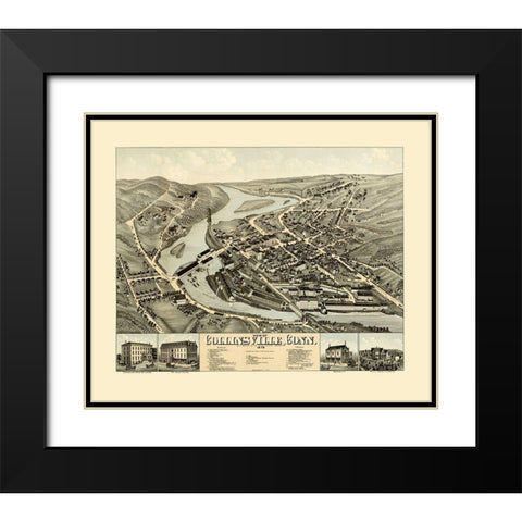Collinsville Connecticut - Bailey 1878  Black Modern Wood Framed Art Print with Double Matting by Bailey