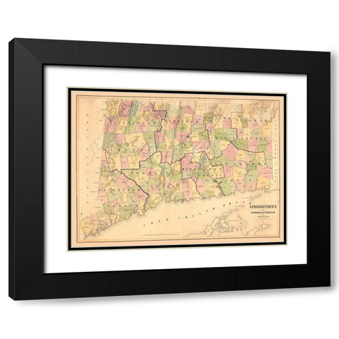 Connecticut - Rockwell 1848  Black Modern Wood Framed Art Print with Double Matting by Rockwell