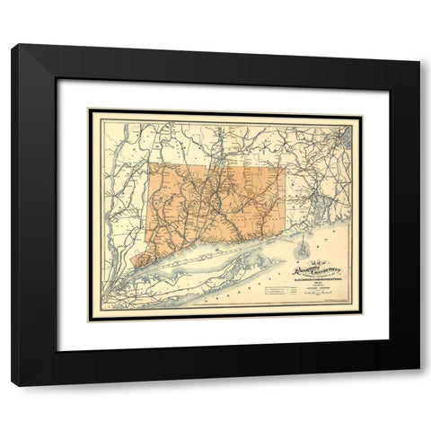 Connecticut - Tilden 1893  Black Modern Wood Framed Art Print with Double Matting by Tilden