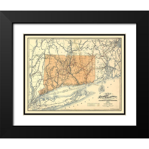 Connecticut - Tilden 1893  Black Modern Wood Framed Art Print with Double Matting by Tilden
