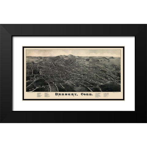Danbury Connecticut - Burleigh 1884 Black Modern Wood Framed Art Print with Double Matting by Burleigh
