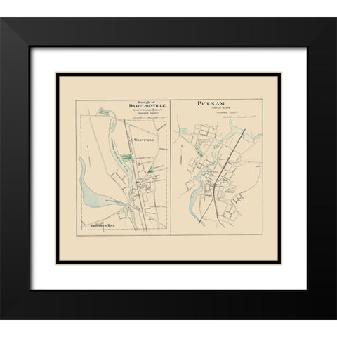 Danielsonville Connecticut - Hurd 1893 Black Modern Wood Framed Art Print with Double Matting by Hurd