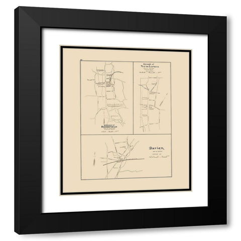 Darien, Newtown, Ridgefield Connecticut - Hurd Black Modern Wood Framed Art Print with Double Matting by Hurd